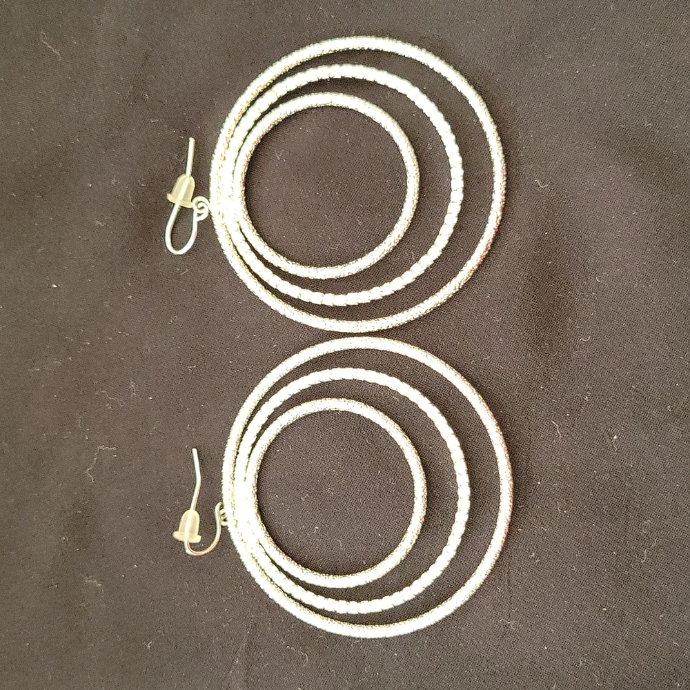 Earrings Circle silver sparkle (faux )